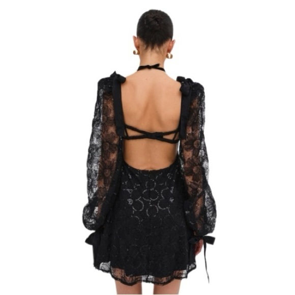 For Love & Lemons Black Kiersten Long Sleeve Mini Dress US XS - Picture 11 of 11